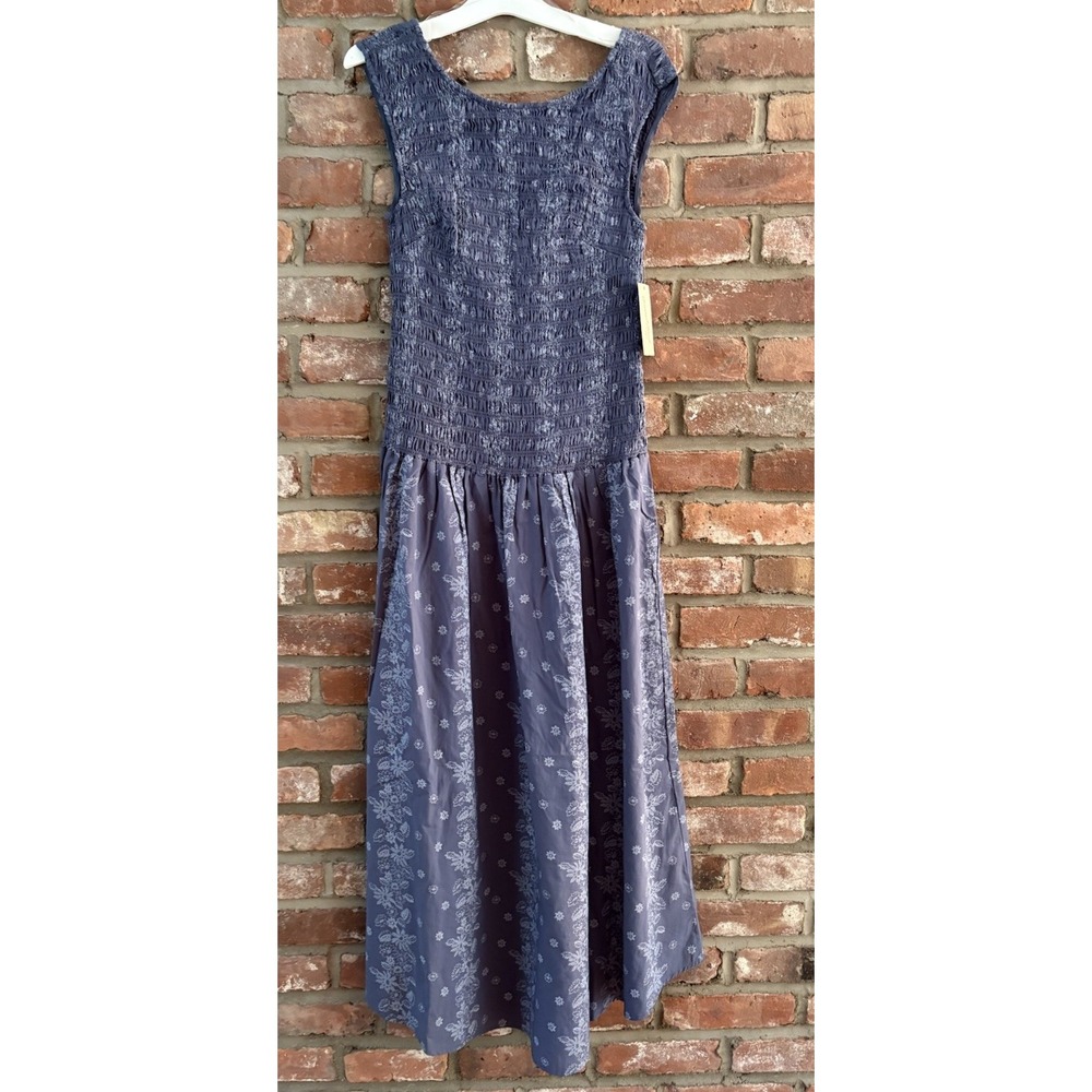 Universal Thread Women's Blue Floral Print Smocked Midi A-Line Dress Size M NWT - Picture 1 of 13